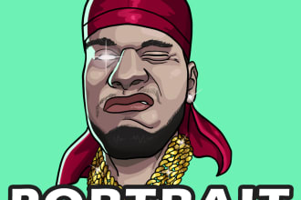 make you a cartoon dripping style semi realistic portrait