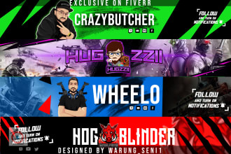 design youtube gaming twitch facebook avatar mascot banner