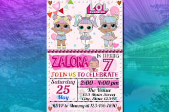 design for you lol surprise doll party invitation
