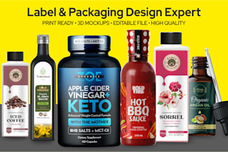 multivitamin label design, beauty product label, sauce seasoning label design