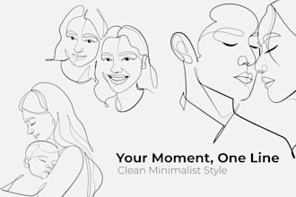 turn your special moment into a custom couple line art illustration