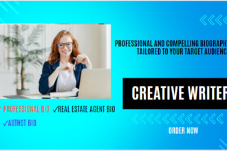 professionally craft a biography, about me, real estate bio, or author bio