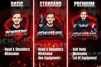 draw cartoon mascot esport logo from your photo