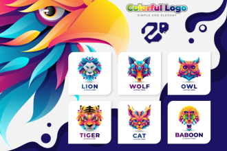 make an unique animal colorful gradient logo