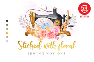 watercolor feminine and floral logo design for your business