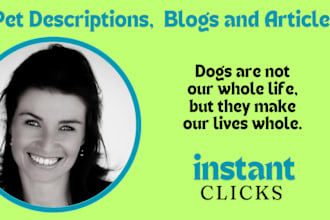 write about your dog, cat, horse or pet store