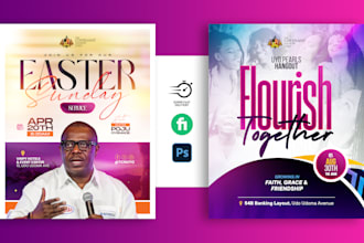 design professional church flyers, event posters and social media graphics