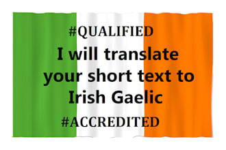 translate a short text to or from irish gaelic by hand