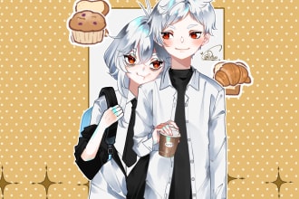draw couple anime art style