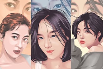 draw a realistic vector cartoon portrait from your photo