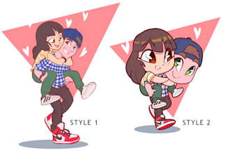 Top 10! draw you, a cute couple or a family portrait illustration