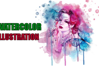 do watercolor portrait or digital art and illustration from any photo