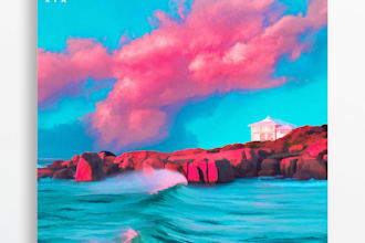 create a colorful and surreal professional album art
