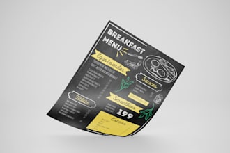design modern restaurant menu, chalkboard menu, trifold menu