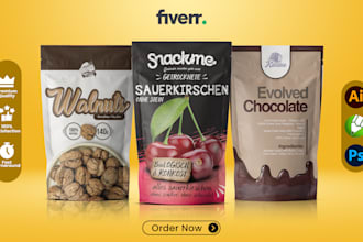 do product pouch design, pouch label design, bag design, and mylar bag de