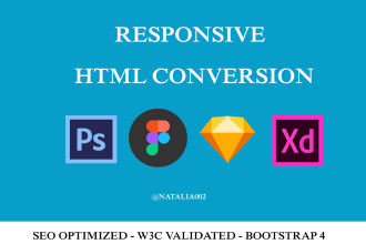 convert psd to html, xd to html, figma to html with responsive website