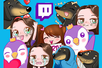 draw cute custom emotes and sub badges for twitch