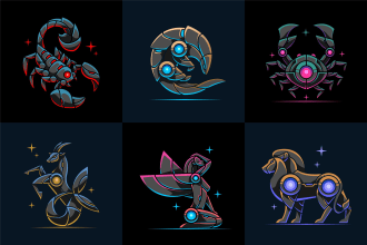 create modern mecha robot animal pet mascot logo icon design