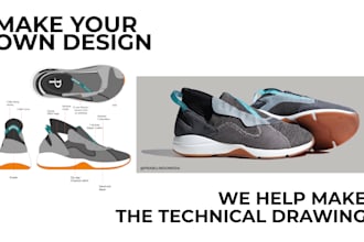 help you create tech pack for shoes, sneakers, footwear and help you produce it