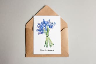 draw watercolor wedding bouquet