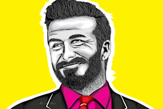 expressive vector portrait black and white portrait