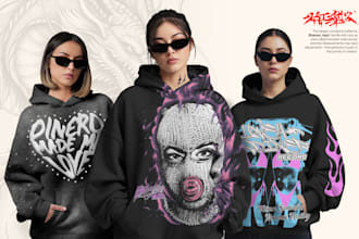 do streetwear illustration for your hoodie merch and clothing brand mockup