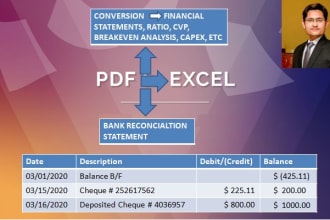 convert bank statement from pdf to excel, google sheet, csv