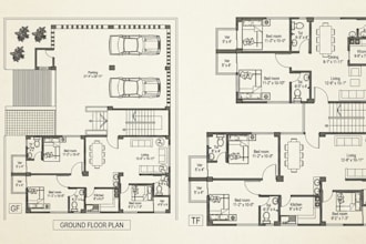 draw architectural floor plans, elevation and sections