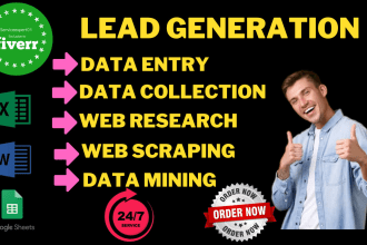 do data scrape, data entry, web research and lead generation