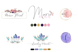 design watercolor  feminine  and signature logo