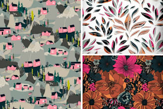 design 3 seamless pattern designs in one order, textile