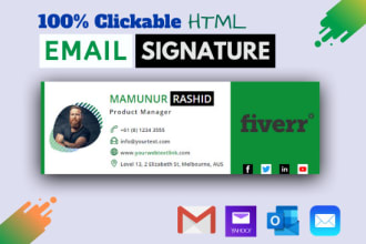 design a professional clickable HTML email signature