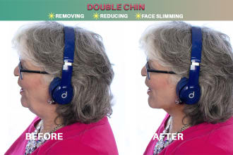 do double chin removing,reducing,face body slimming photo montage