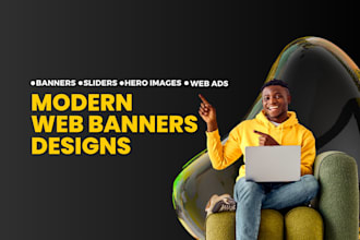 design modern website banners, hero images, slider, blog banners, and banner ads