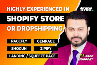 create shopify website using pagefly, gempage, shogan, or zipify builder