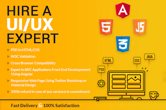 do front end development using html5, css3, angular and javasript