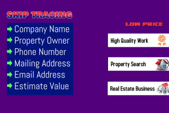 provide skip tracing for real estate at low price