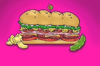 draw vibrant delicious food