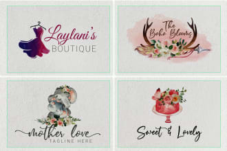 design a watercolor feminine hand drawn boho elegent logo
