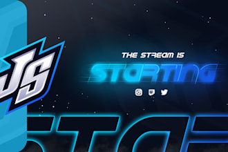 design 4 animated twitch screens like starting soon, brb for stream