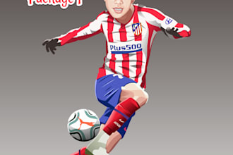 create cartoon portrait of you with costume footballer body