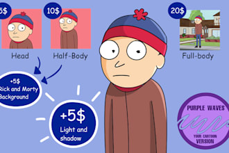 draw you in rick and morty style in 24hrs