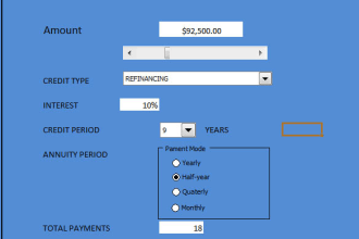 install Excel made LOAN Credit calculator planner for you