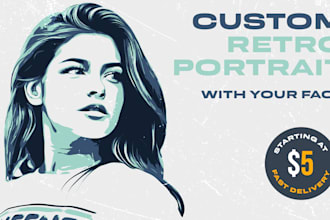 create minimalist retro cartoon portrait from your photo