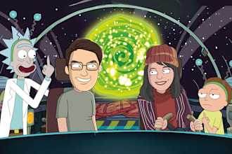 draw couple or family in rick and morty style