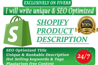write SEO friendly product descriptions for shopify store
