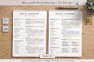 design your resume or CV in microsoft word
