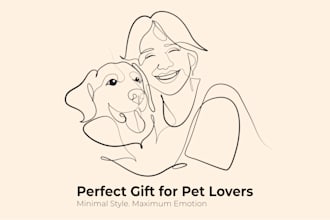 draw your pets photo to continuous animal lineart  for your memories