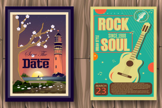 design attractive retro vintage poster, flyer, banner, logo or sticker