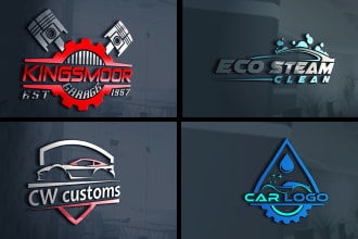 do modern 2d, 3d auto detailing and car wash logo deign